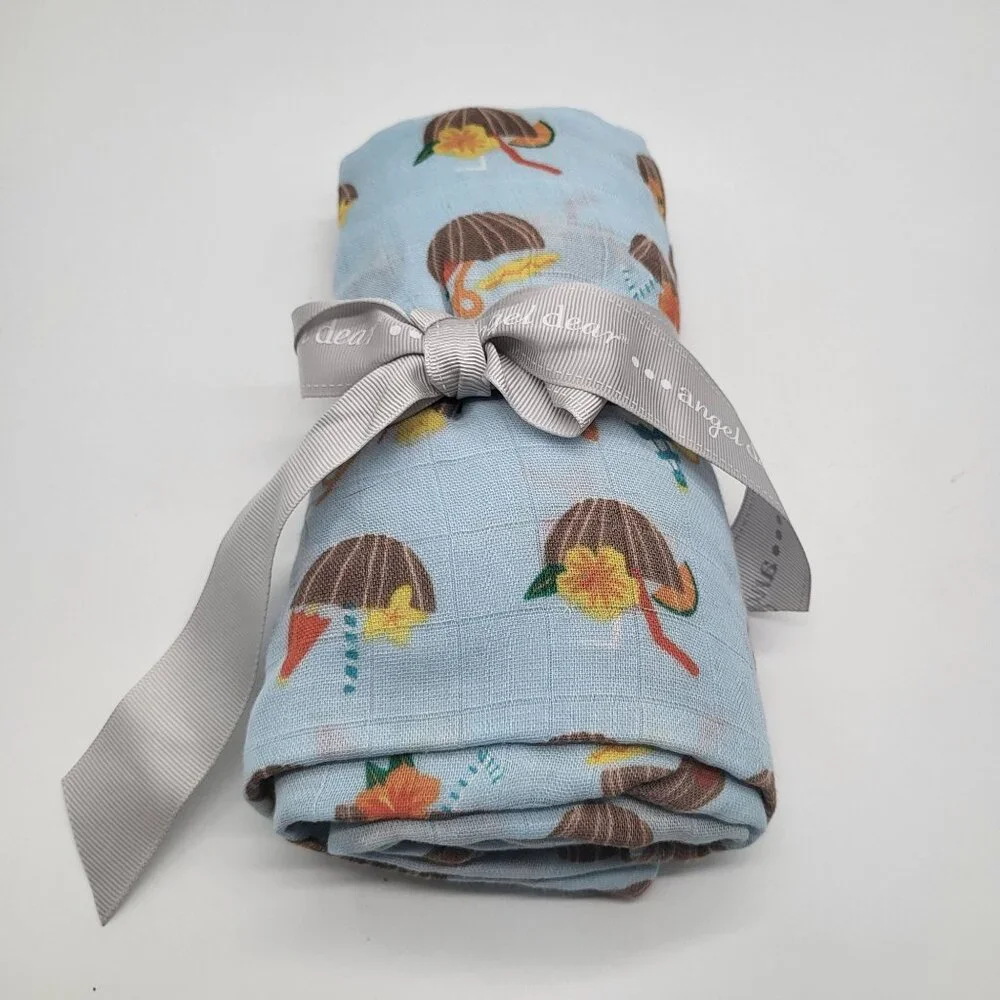 ANGEL DEAR Baby Swaddle Blanket Bamboo Cotton Muslin Coconut Drinks 47" x 47" - Picture 1 of 3